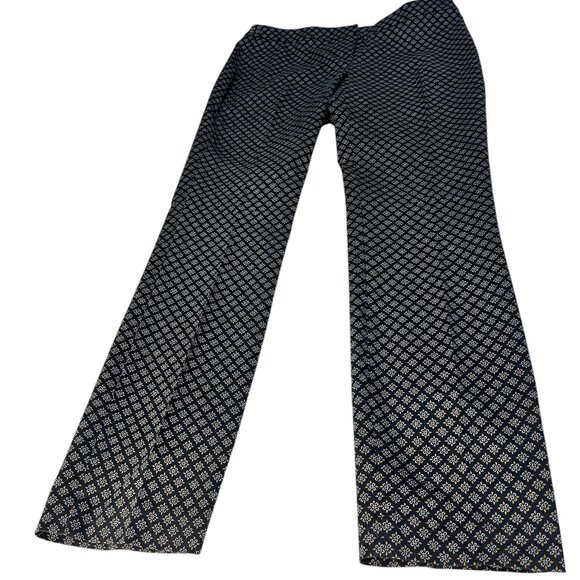 CYNTHIA ROWLEY ANKLE PANTS SIZE 2 BLACK/WHITE/MUSTARD GEOMETRIC STRETCH - Picture 2 of 9